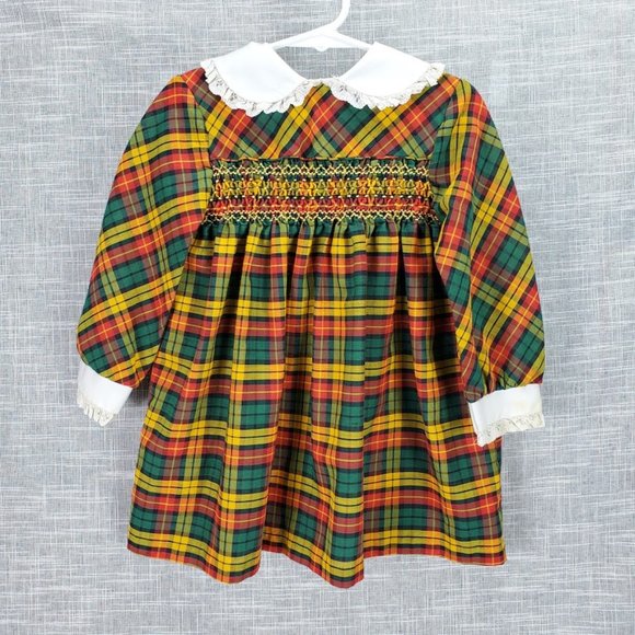 Vintage Other - Polly Flinders Hand Smocked Toddler Dress Fall